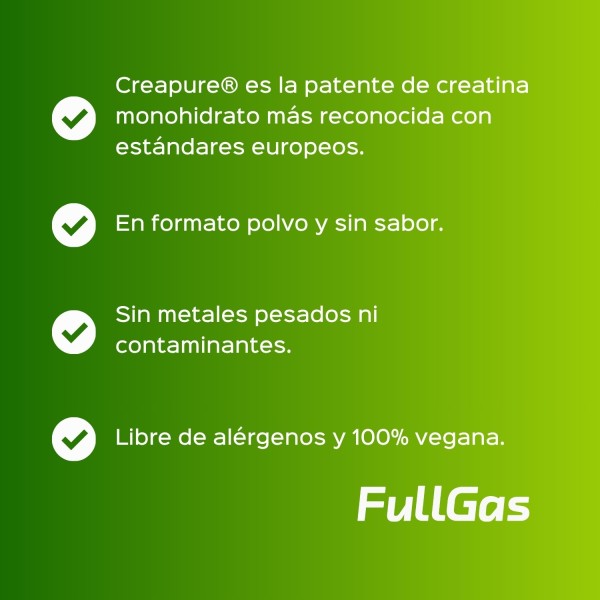 FULLGAS Creapure®(Creatina monohidrato en polvo) NEUTRA 500G