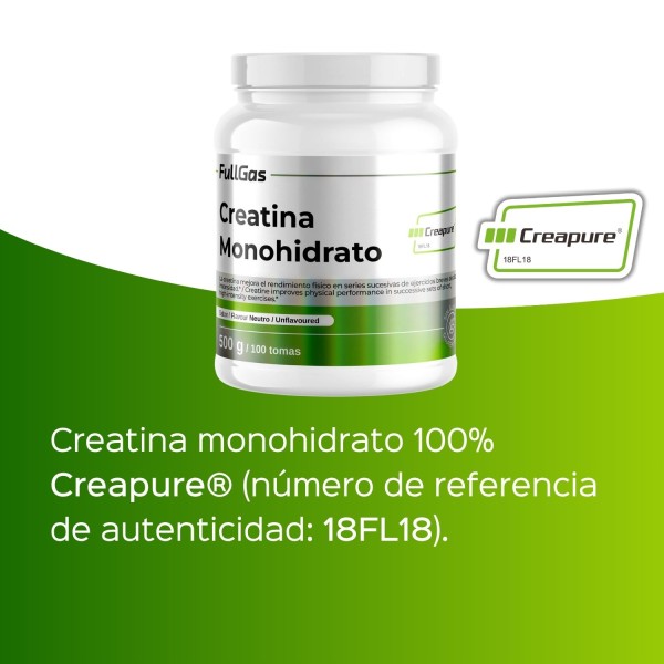 FULLGAS Creapure®(Creatina monohidrato en polvo) NEUTRA 500G